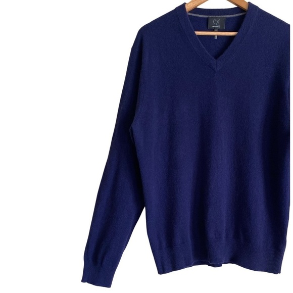 Qi 100% Cashmere Supersoft Preppy Lightweight V-Neck Pullover Sweater Sz XL - Picture 3 of 9